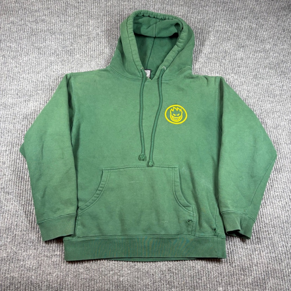 Spitfire Wheels Hoodie Mens M The End Green Pullover Skateboarding Swirl Logo